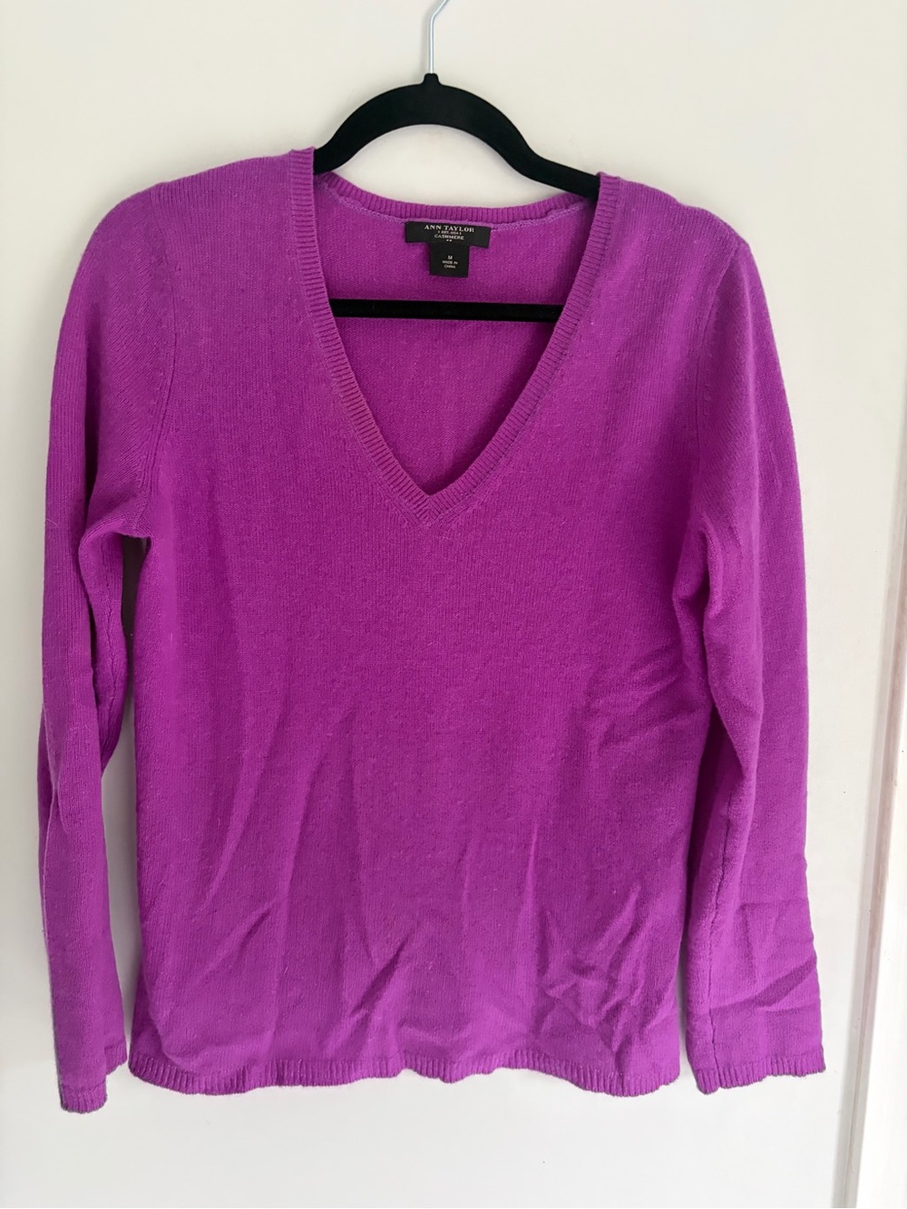 Ann Taylor Bright Purple V-Neck Sweater